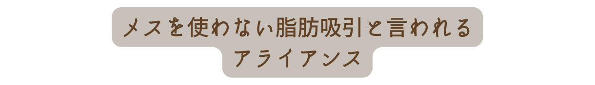 メスを使わない脂肪吸引と言われる アライアンス